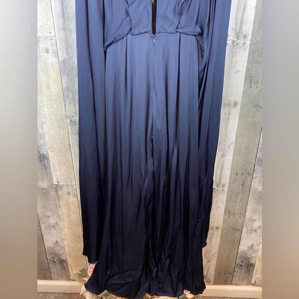 NWT ASOS Edition Satin Cape Sleeve Jumpsuit in Navy Blue Size 2. - Picture 8 of 15